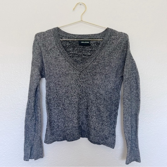 ZADIG & VOLTAIRE V-Neck Long Sleeve Sweater in Gray SZ XS (bin 337) - Picture 1 of 4
